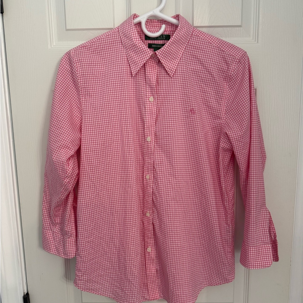Ralph Lauren Pink Gingham Button-Down Shirt